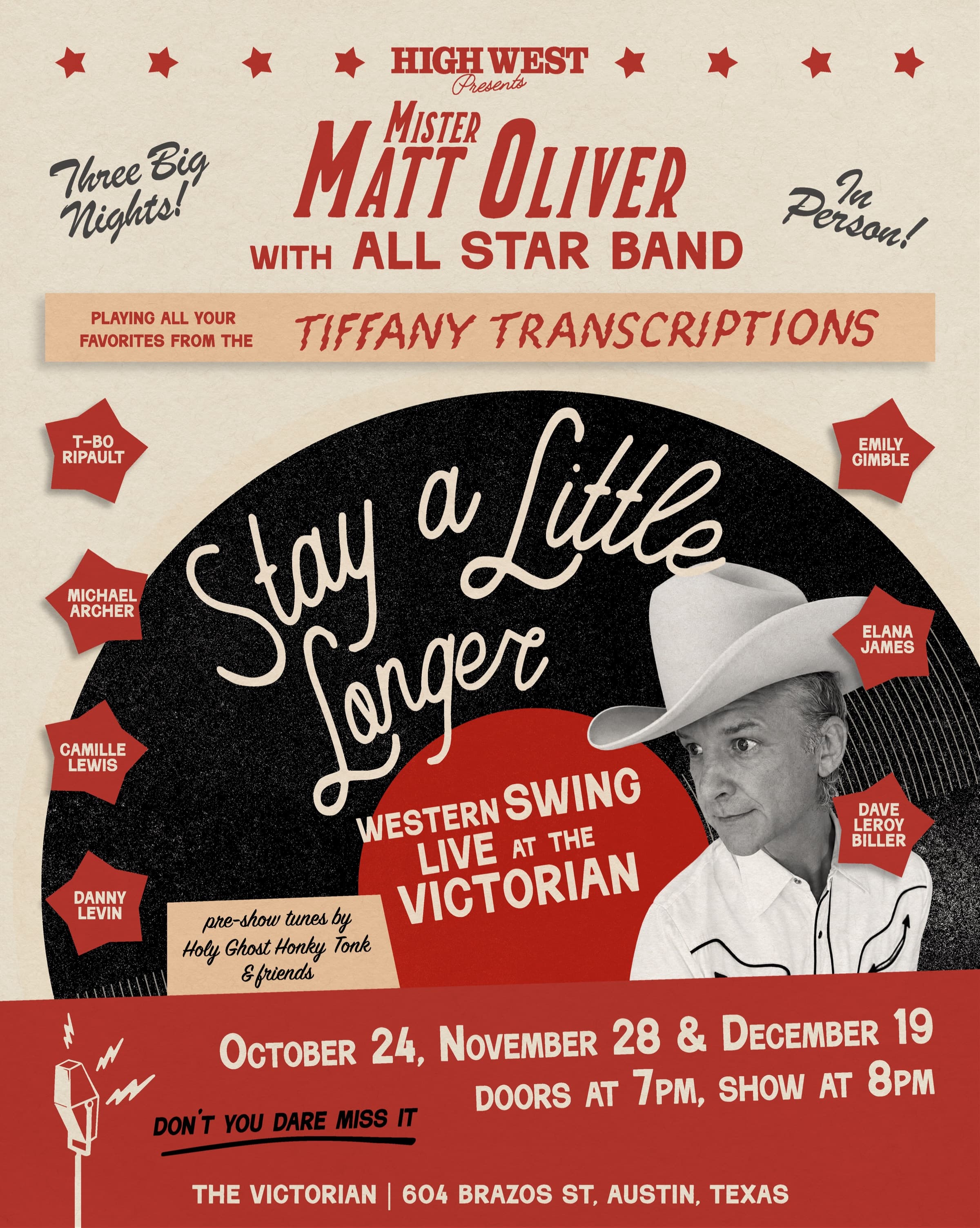 Stay a Little Longer — Western Swing live at the Victorian — Oct 24, Nov 28, Dec 19 2026