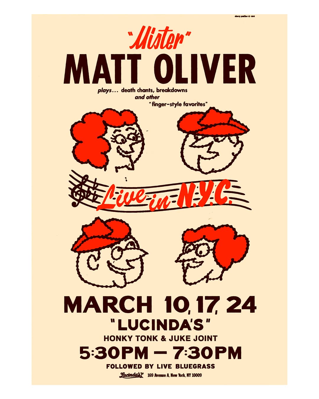 Lucinda’s Honky Tonk — March 10, 17, 24